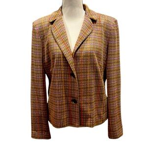 Segrid Olsen Plaid Blazer Jacket Medium
Silk Blend Paisley Lining Lavender Gray